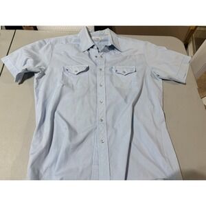Sheplers Western Pearl Snap Short Sleeve Shirt Blue Men's 17 XL